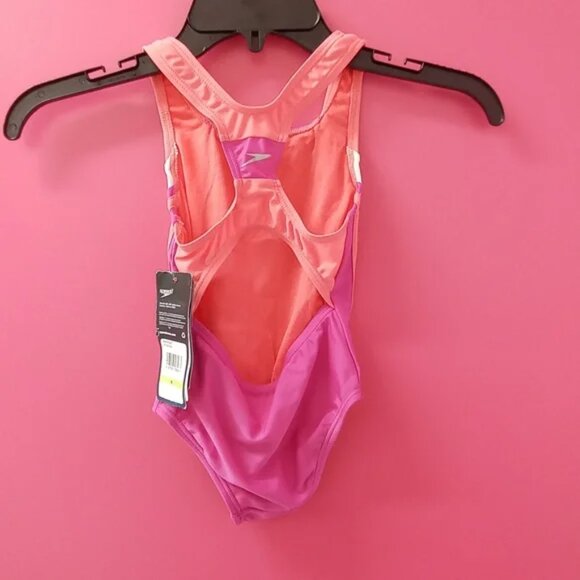 Speedo Infinity/Printed Sport Splice One Piece Girl's Swimsuit - Set of 2 - Picture 2 of 7